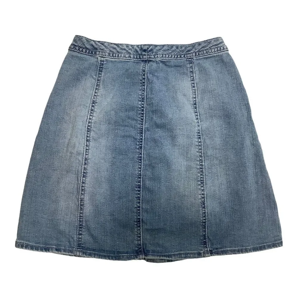 a.n.d e.a.w.y Skirt Light Blue Straight Pencil Mini Button Up Size 6 Women Denim